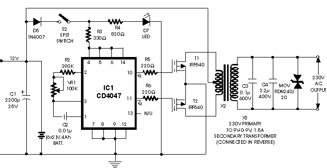 12V DC to 220V 100W Inverter
