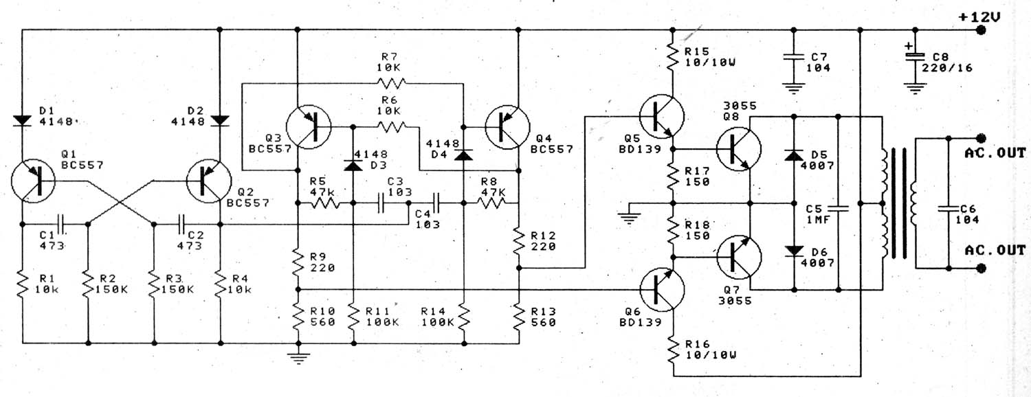 How to make 12v dc to 220v ac inverter, 12v to 220v from ATX Power Supply