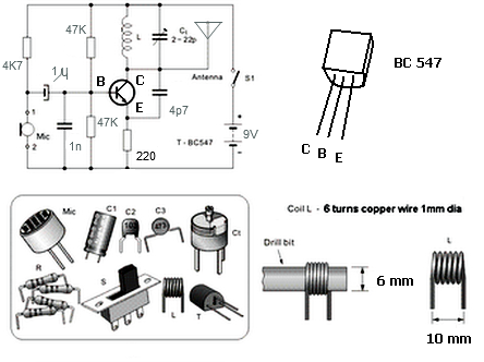 Simplest Long Range Rf Transmitter Circuit - Simple Fm Transmitter With Bc549 - Simplest Long Range Rf Transmitter Circuit