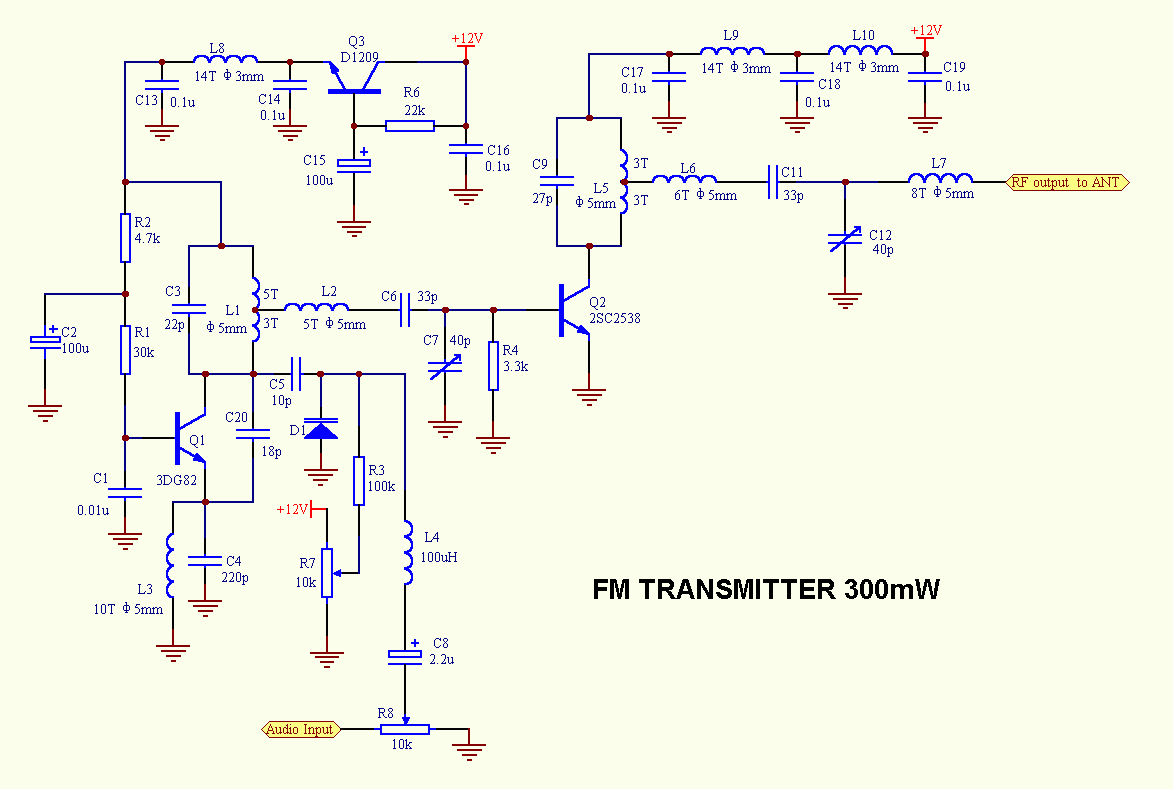 300mW FM Transmitter with 2SC2538