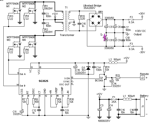 12V to +/- 30V DC to DC Converter