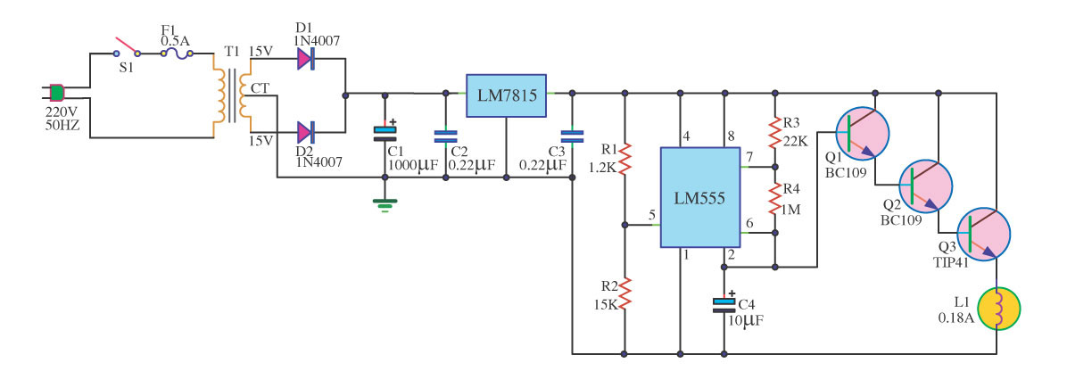 Table Lamp Circuit with LM555
