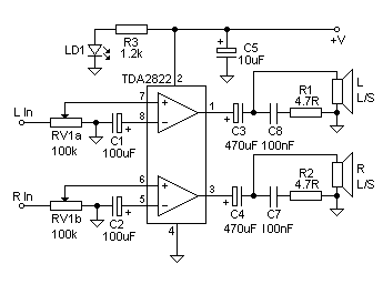 Low Power Stereo Amplifier with TDA2822