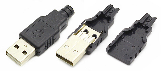 USB Male Connector Type A with Cover